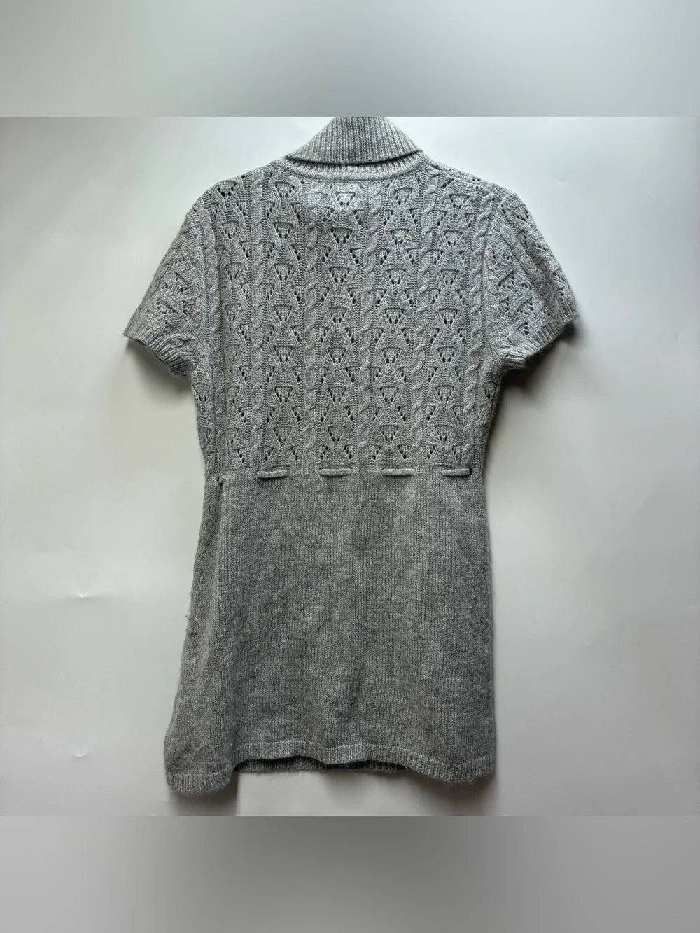 Michael Kors Medium Gray Knit Short Sleeve Turtleneck Sweater Top Shirt Angora